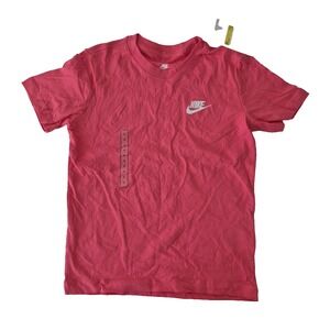 Nike Shirt Kids Small Pink FZ5177-629 Swoosh Logo Crew Neck Cotton Tee Youth New